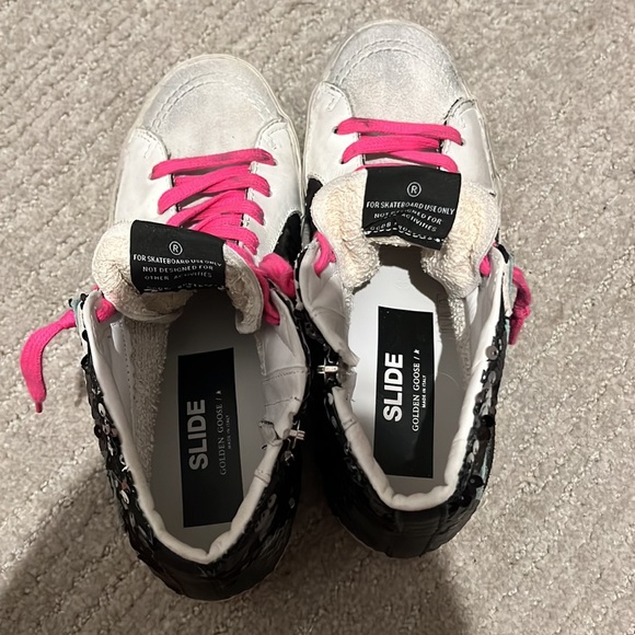 Golden Goose Slides - Pink, Black, White Sequin Sneaker - Picture 6 of 9